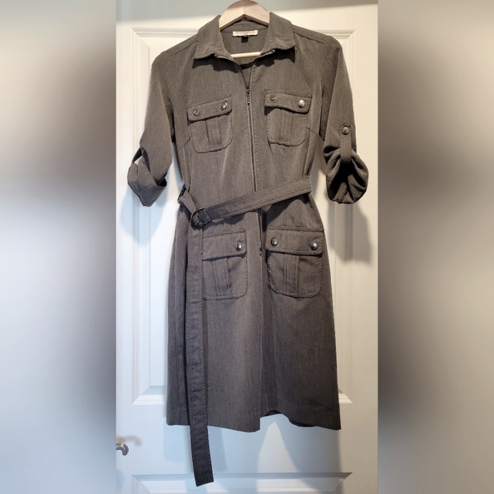 Gray Sharagano Military Style Dress